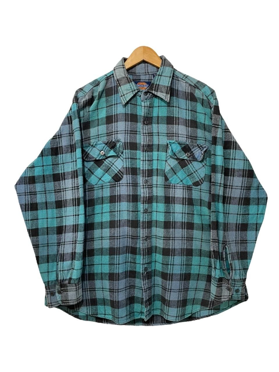 90s Dickies Check Flannel L/S Shirt 水色黒 XL ディッキーズ 90s Dickies Check Flannel L/S Shirt 水色黒 XL ディッキーズ