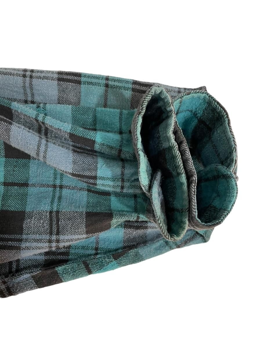 【US古着】90s Dickies/ディッキーズ オールド コットンネルシャツ 90s Dickies Check Flannel L/S Shirt 水色黒 XL ディッキーズ