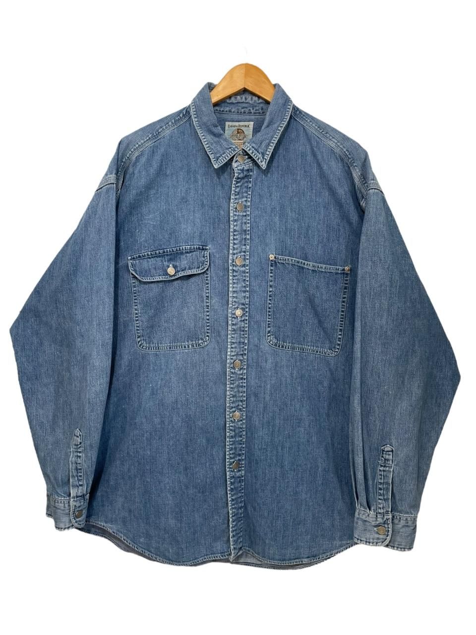90s BANANA REPUBLIC L/S Denim Shirt 青 XL バナナリパブリック 90s BANANA REPUBLIC L/S Denim Shirt 青 XL バナナリパブリック