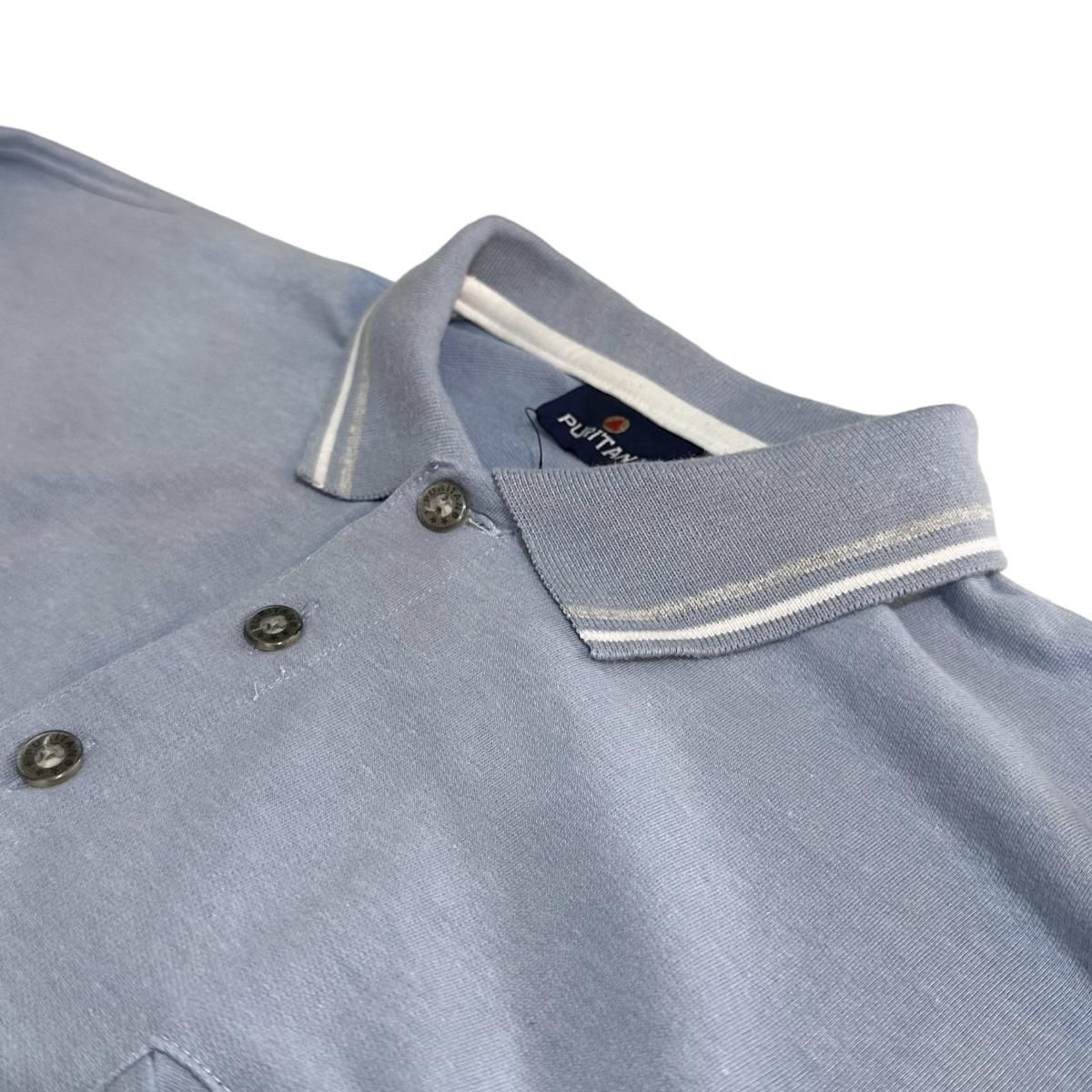 90s~00s PURITAN Sweat L/S Polo Shirt 水色灰 XL ピューリタン 長袖 スウェットポロシャツ プルオーバー 襟付き  ポケット付き 古着 - NEWJOKE ONLINE STORE
