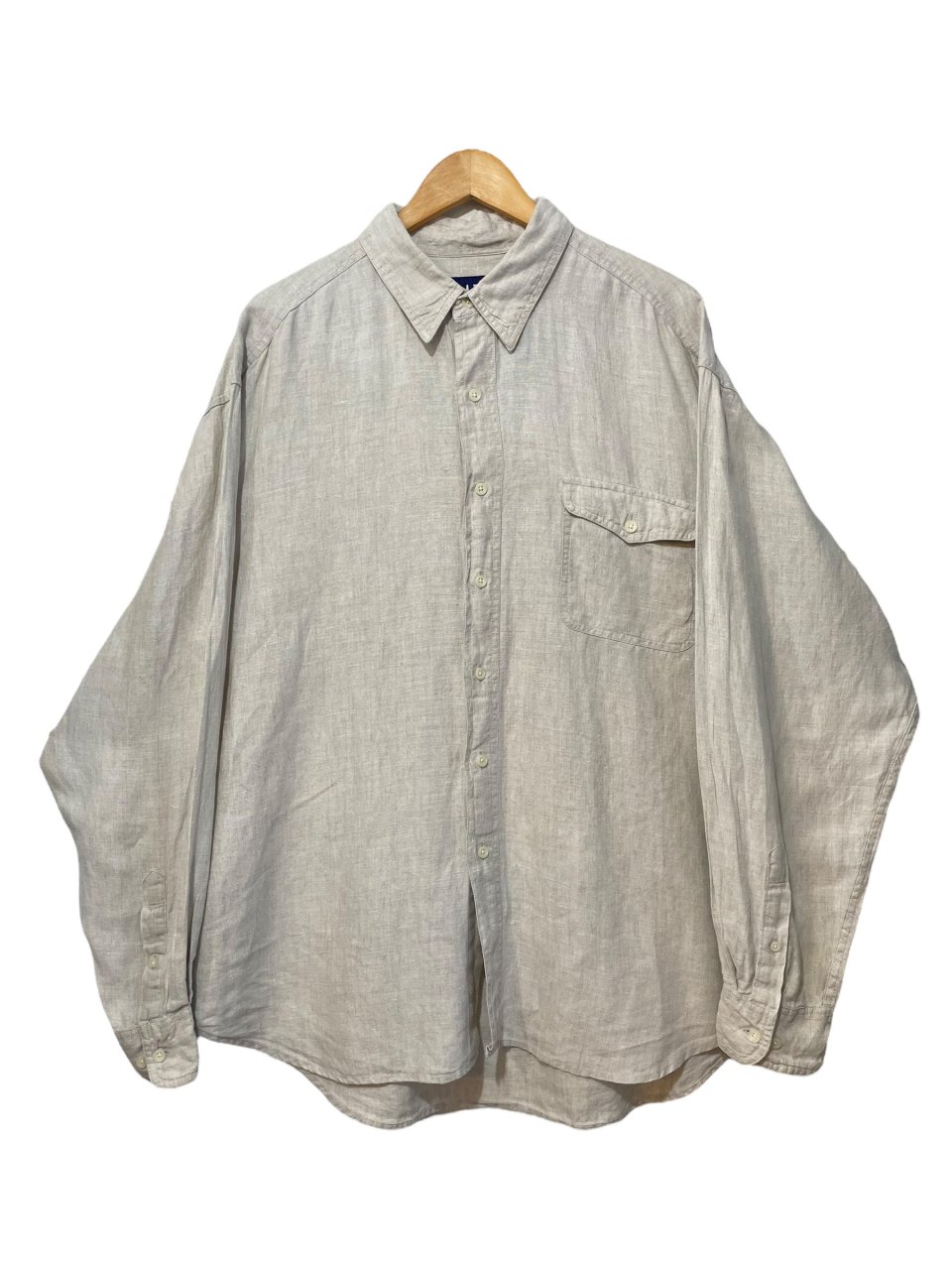 90s OLD GAP Linen L/S Shirts ベージュ XL オールドギャップ リネン 無地 長袖 シャツ 生成り 古着 -  NEWJOKE ONLINE STORE