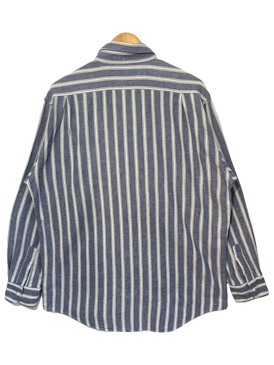 80s~90s Eddie Bauer Cotton Stripe BD L/S Shirt 青白 L 80s~90s Eddie Bauer Cotton Stripe BD L/S Shirt 青白 L
