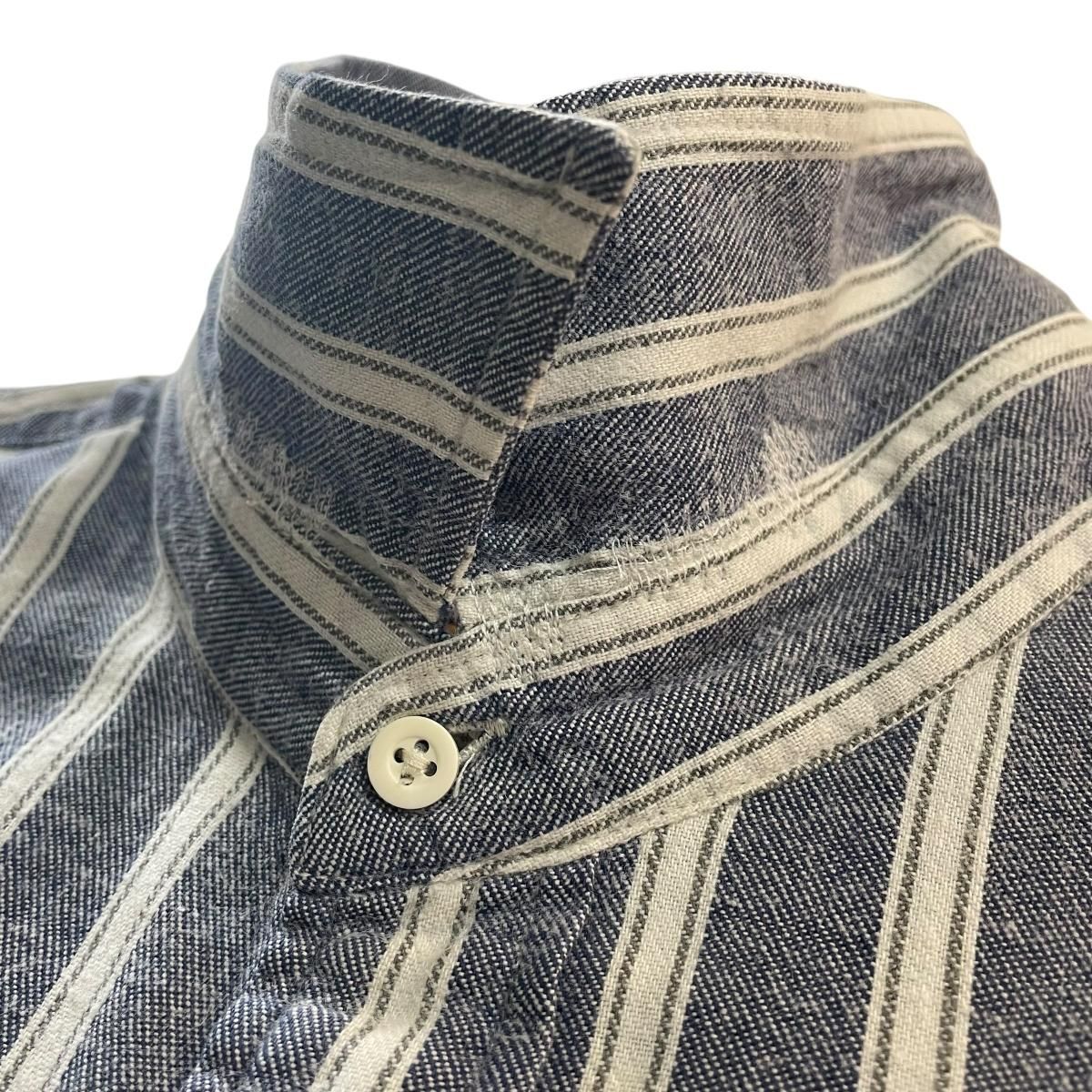 80s~90s Eddie Bauer Cotton Stripe BD L/S Shirt 青白 L