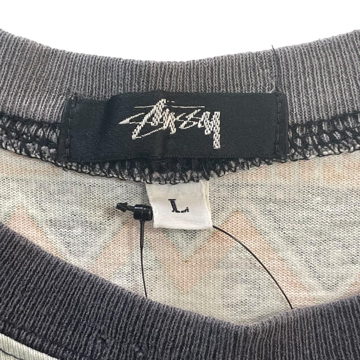USA製 80s OLD STUSSY Border Pocket S/S Tee 総柄 L 黒タグ USA製 80s OLD STUSSY Border Pocket S/S Tee 総柄 L 黒タグ