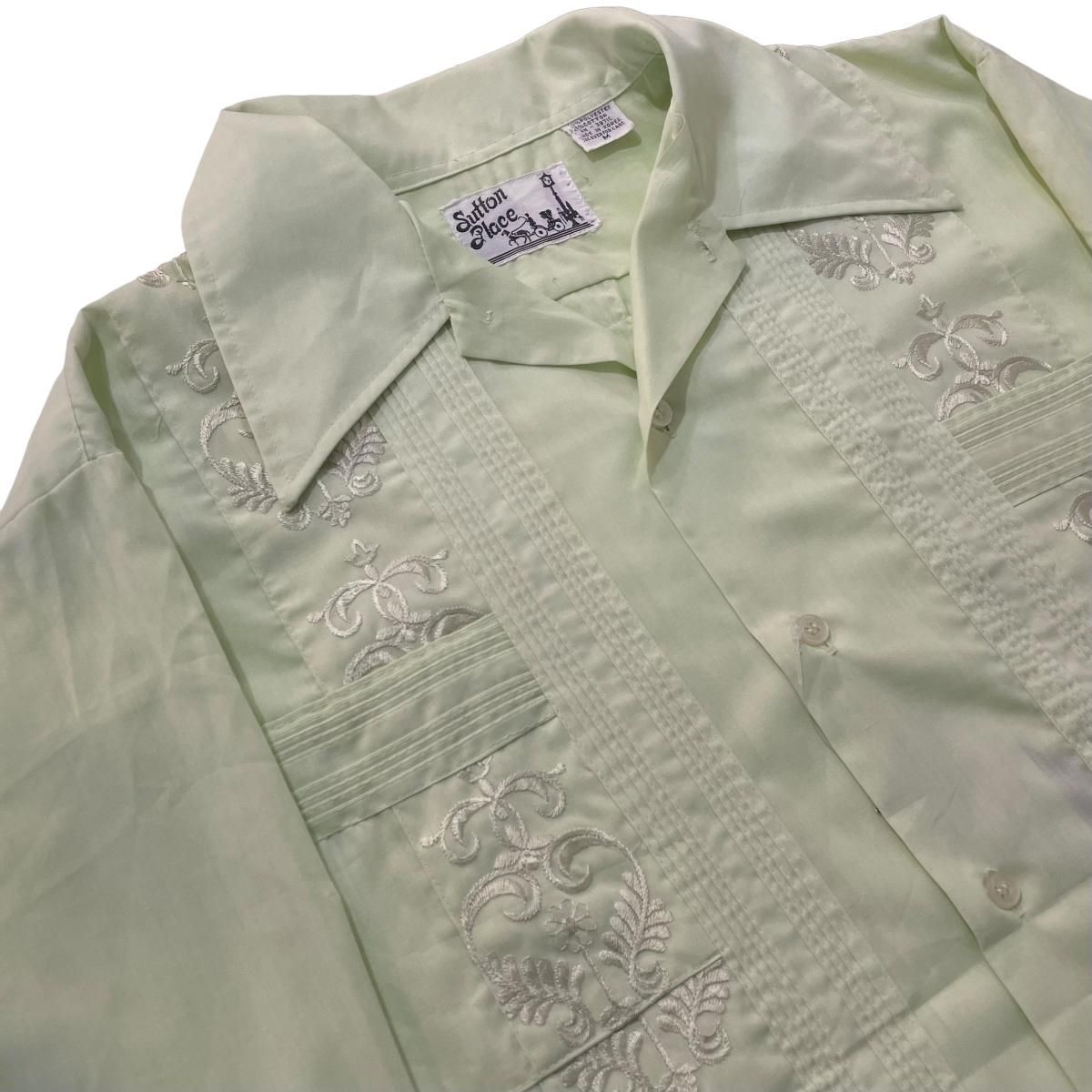 70s SUTTON PLACE L/S Cuba Shirt 黄緑 M サットンプレイス 長袖 70s SUTTON PLACE L/S Cuba Shirt 黄緑 M サットンプレイス 長袖
