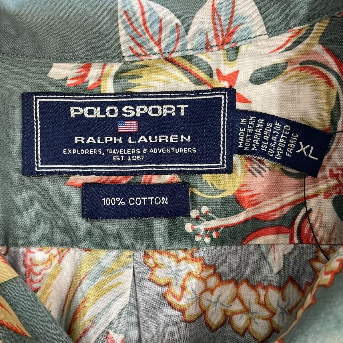 POLO SPORT Open Collar S/S Shirt 総柄 XL ポロスポーツ 半袖 開襟 