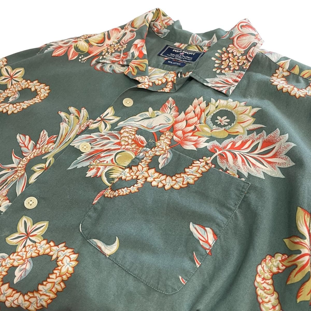 POLO SPORT Open Collar S/S Shirt 総柄 XL ポロスポーツ 半袖 開襟 