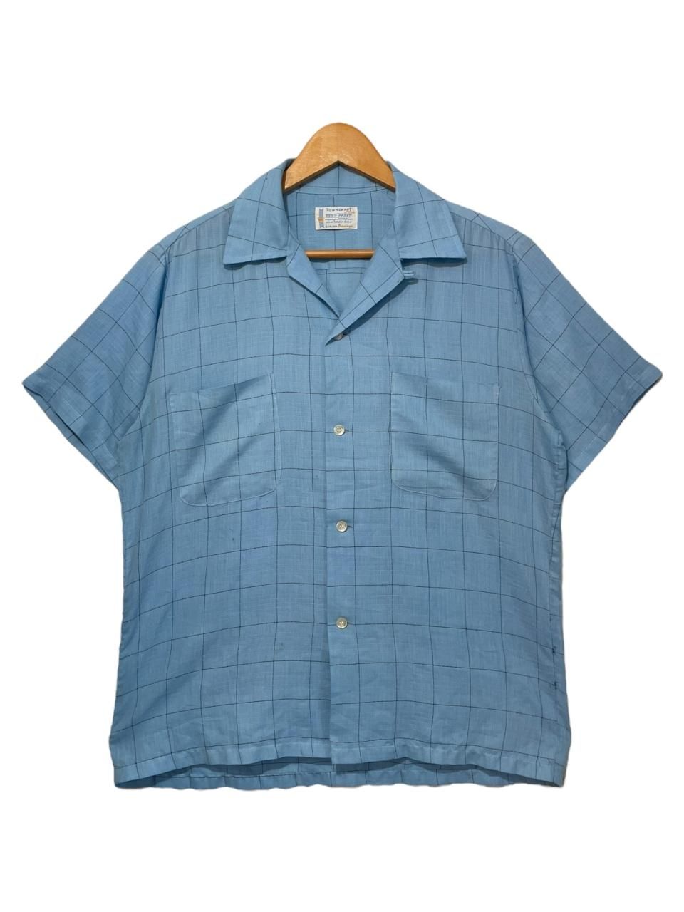 60s TOWNCRAFT Open Coller S/S Shirt 青 タウンクラフト 半袖 60s TOWNCRAFT Open Coller S/S Shirt 青 タウンクラフト 半袖