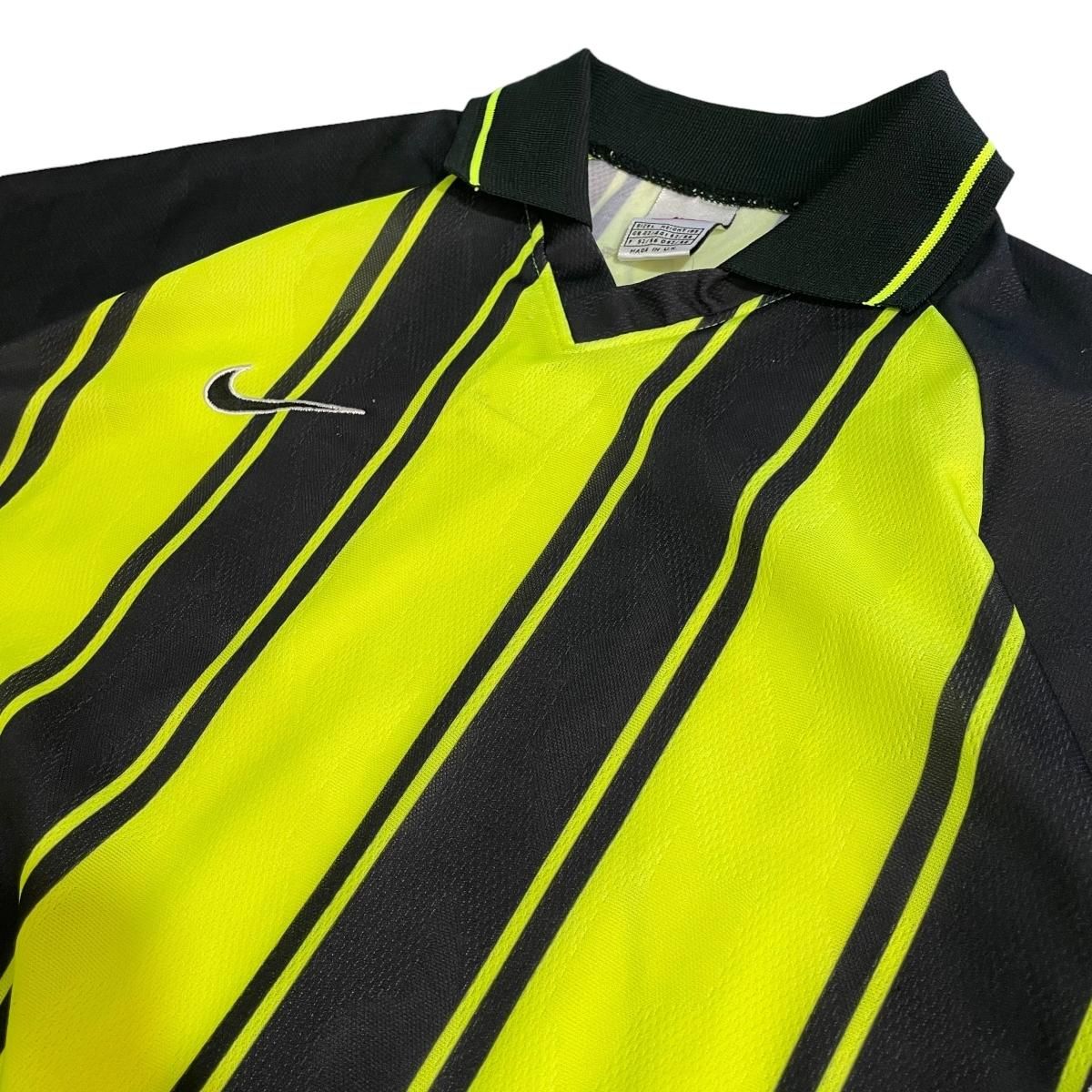 UK製 90s NIKE Logo S/S Soccer Jersey 黒蛍光黄 L ナイキ UK製 90s NIKE Logo S/S Soccer Jersey 黒蛍光黄 L ナイキ