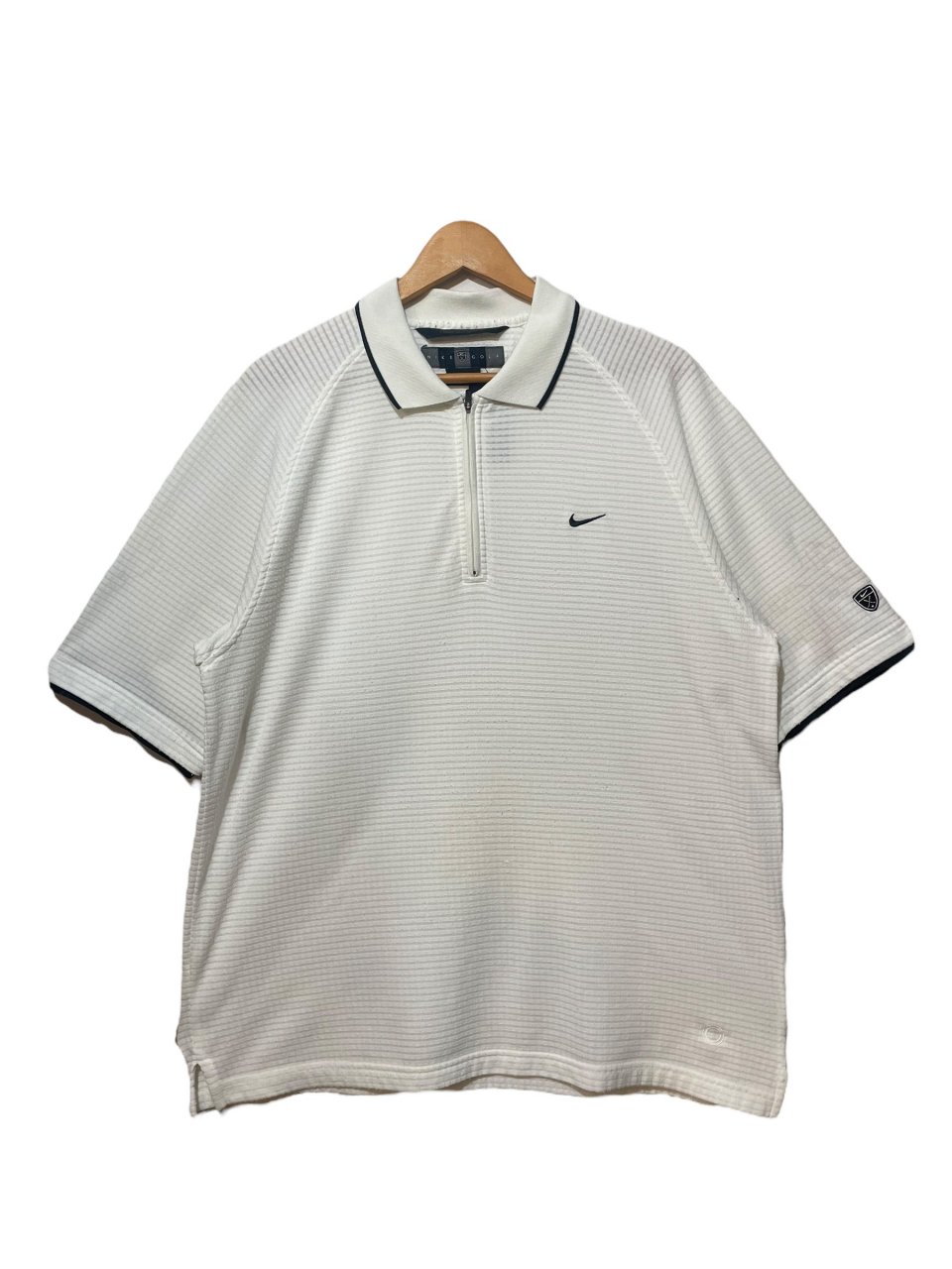 03年 NIKE SPHERE DRY Half-Zip S/S Polo Shirt 白 L 00s ナイキ ポロシャツ ハーフジップ プルオーバー  スフィアー ホワイト 古着 - NEWJOKE ONLINE STORE