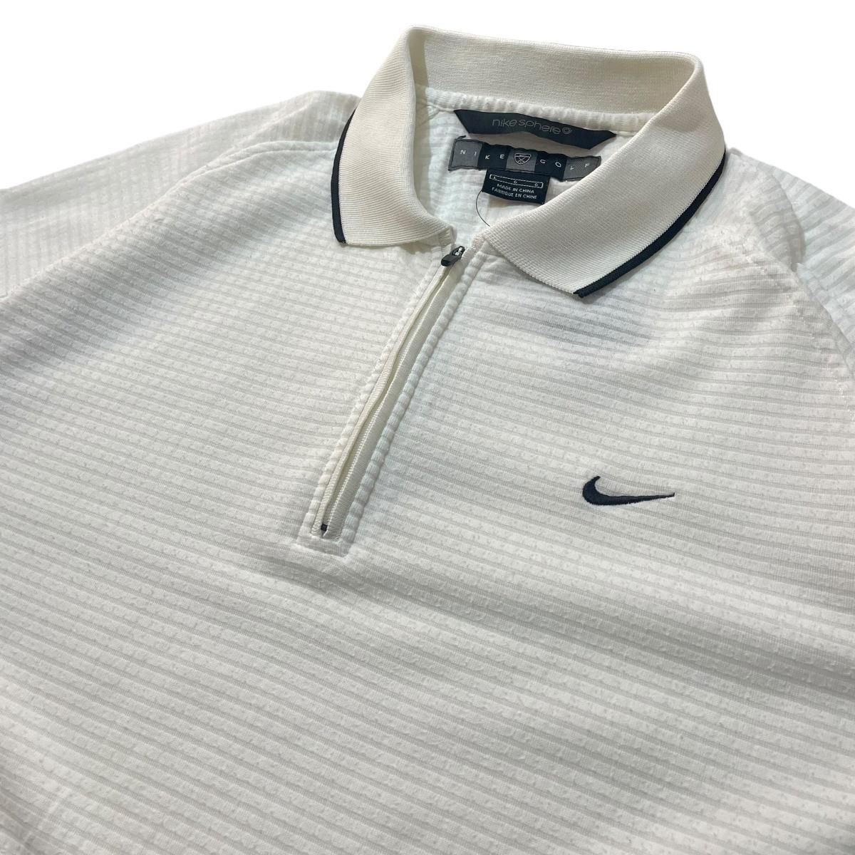 03年 NIKE SPHERE DRY Half-Zip S/S Polo Shirt 白 L 00s ナイキ 03年 NIKE SPHERE DRY Half-Zip S/S Polo Shirt 白 L 00s ナイキ
