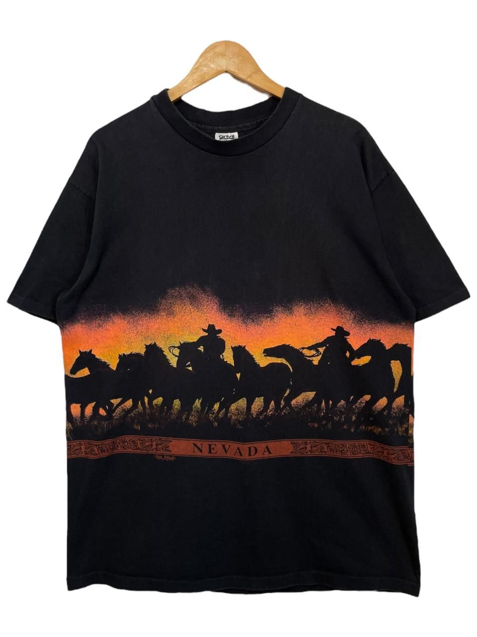 USA製 90s San Segal ”Nevada” Print S/S Tee 黒 XL 90年代 サン USA製 90s San Segal ”Nevada” Print S/S Tee 黒 XL 90年代 サン