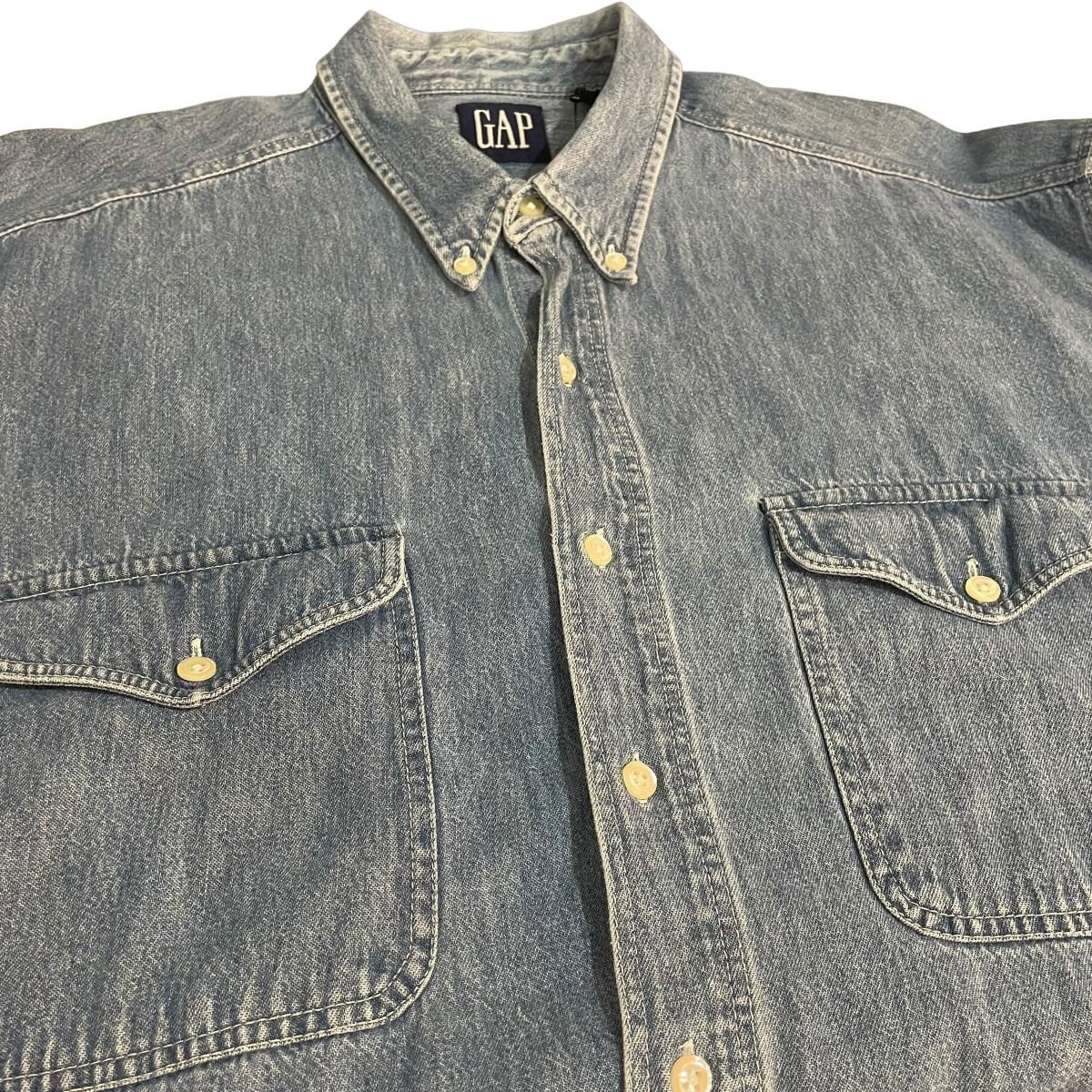 90s OLD GAP L/S Denim Shirt 青 XL オールド ギャップ デニム