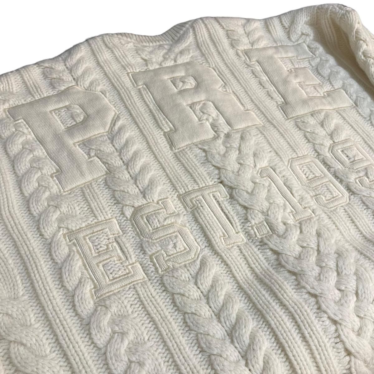 新品 23AW SUPREME Applique Cable Knit Sweater XL 白 新品 23AW SUPREME Applique Cable Knit Sweater XL 白