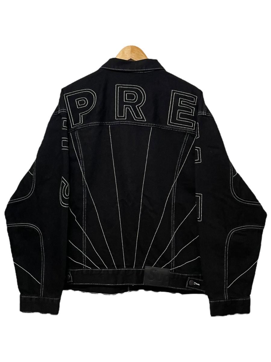 新品 23FW SUPREME Embroidered Denim Trucker 黒 L 新品 23FW SUPREME Embroidered Denim Trucker 黒 L