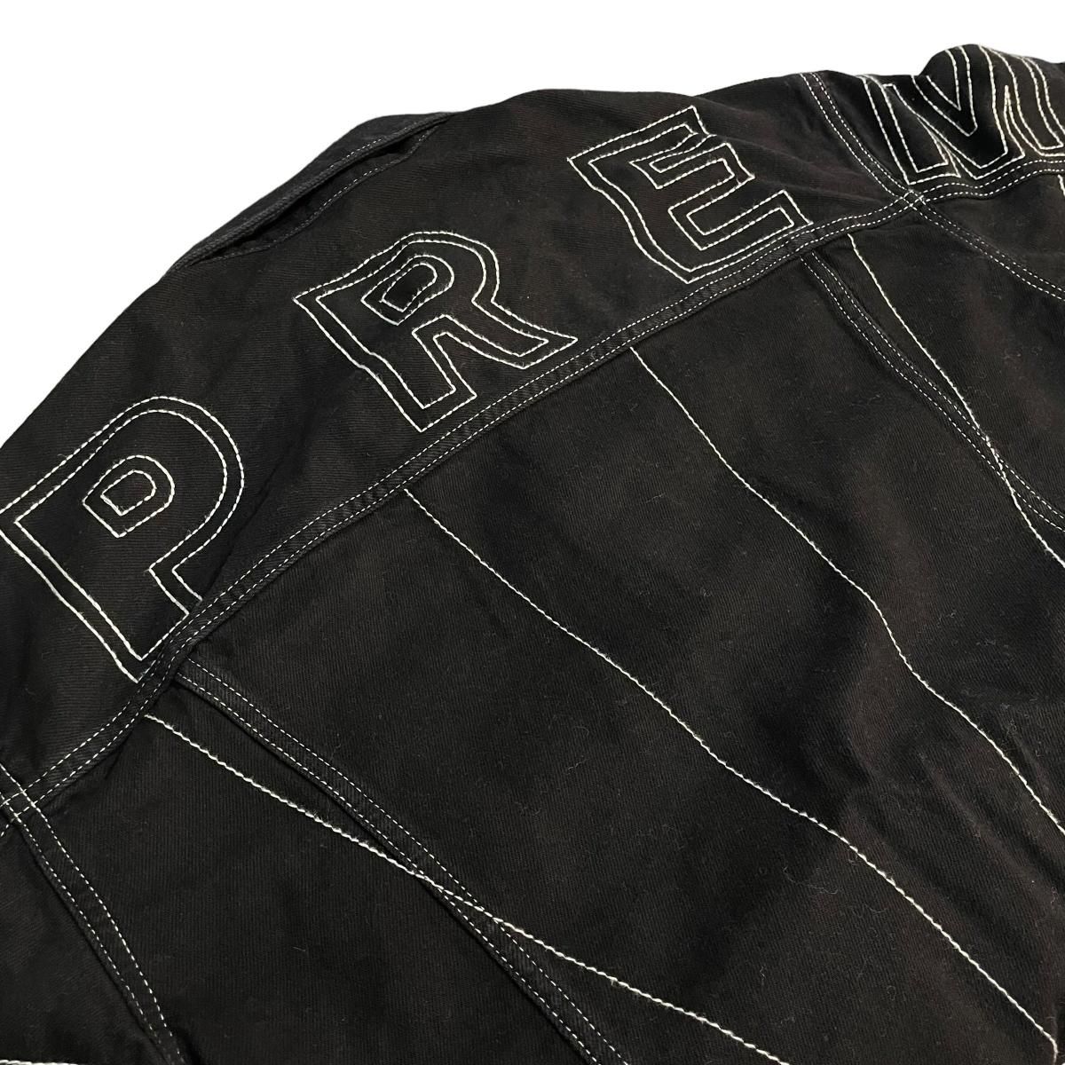 新品 23FW SUPREME Embroidered Denim Trucker 黒 L