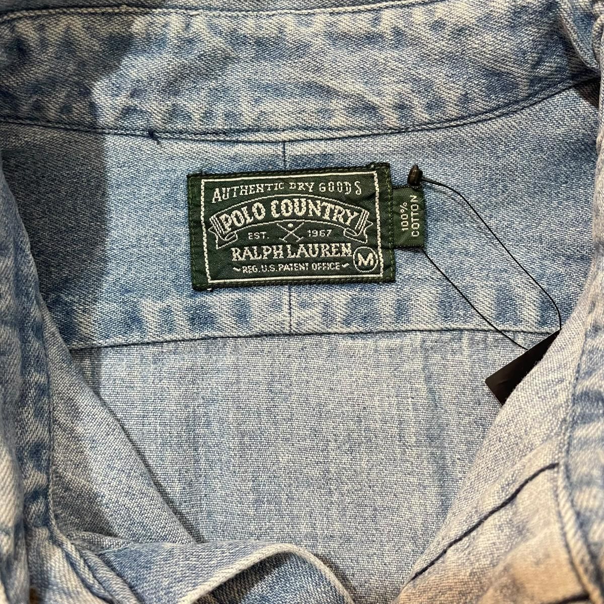 90s POLO COUNTRY Denim L/S Shirt 薄青 M ポロカントリー 長袖 90s POLO COUNTRY Denim L/S Shirt 薄青 M ポロカントリー 長袖