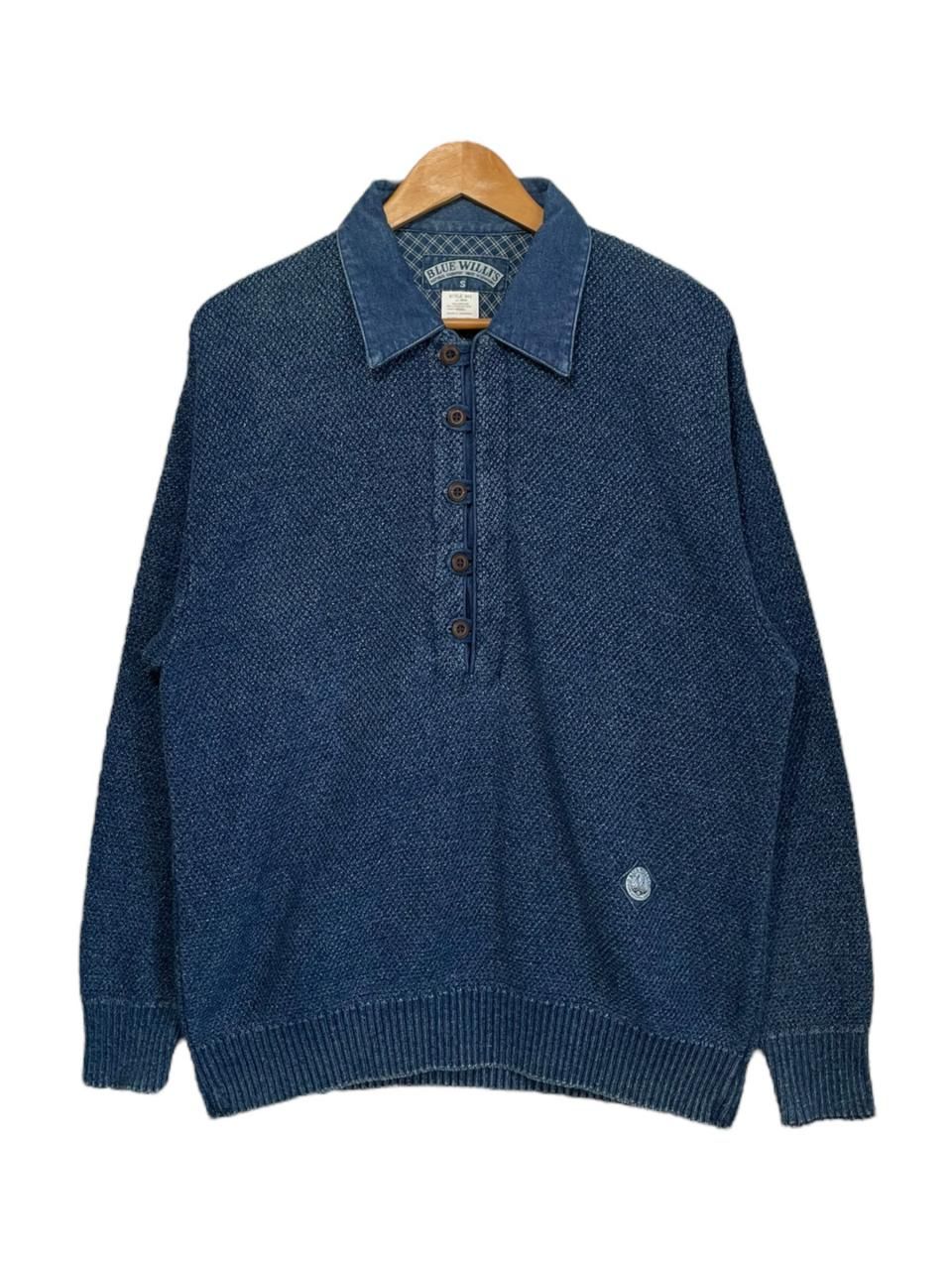 BLUE WILLI'S Pullover Pique Cotton Knit インディゴ S ブルー BLUE WILLI'S Pullover Pique Cotton Knit インディゴ S ブルー