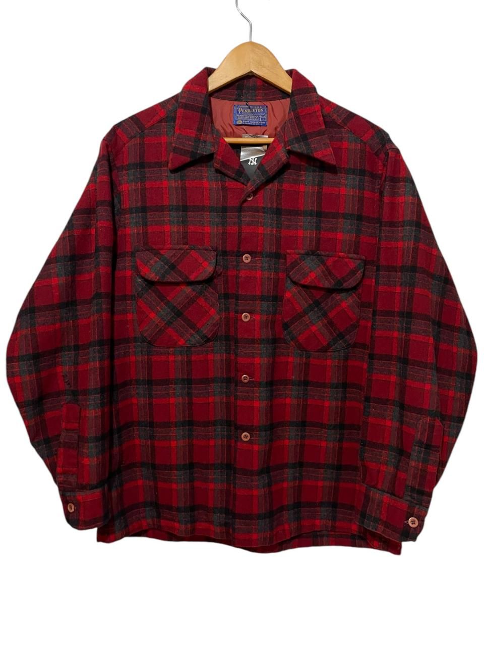 70s Board shirt 開襟 S pendleton 70s board shirt チェック L/開襟シャツ オープン