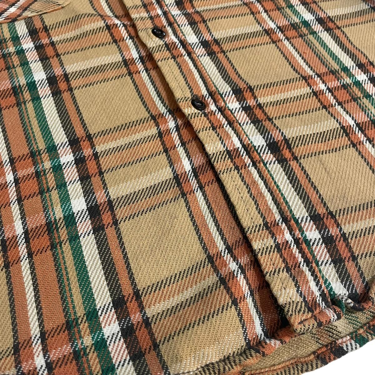 USA製 60s~70s Five Brother Check Flannel L/S Shirt 茶緑白 14 USA製 60s~70s Five Brother Check Flannel L/S Shirt 茶緑白 14