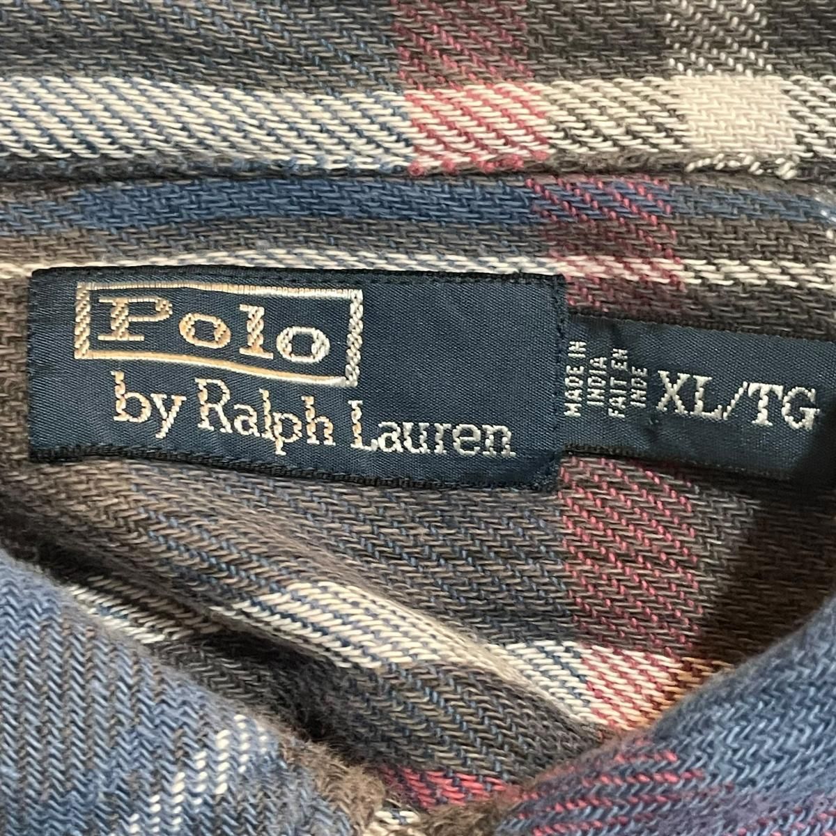 Polo Ralph Lauren 長袖ネルシャツ グレーとブラックチェック スペシャル 90s Polo by Ralph Lauren ラルフローレン 長袖