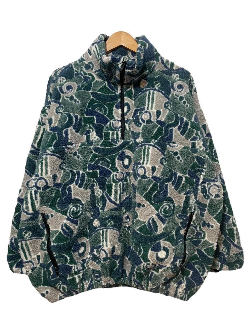 USA製 90s EMS フリースジャケット ハーフジップ 総柄 XL相当 USA製 90s EMS フリースジャケット ハーフジップ 総柄 XL相当