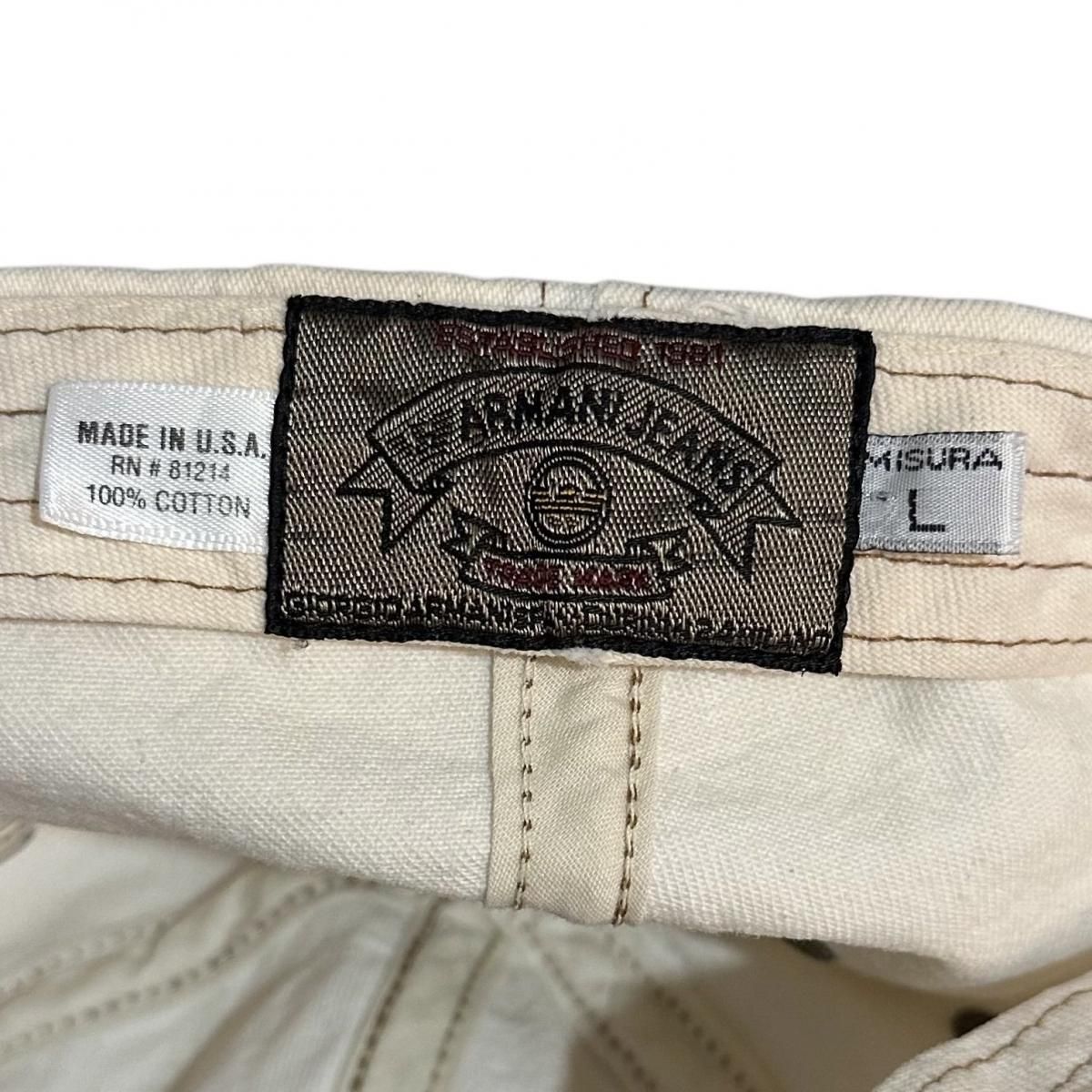 USA製 90s ARMANI JEANS ベースボールキャップ ロングビル 生成