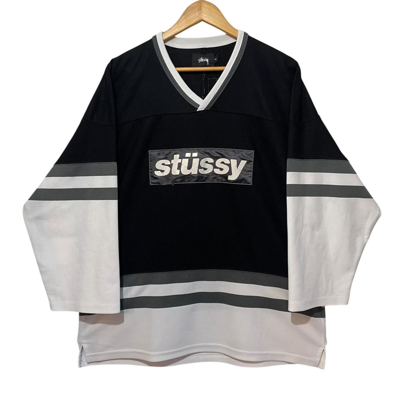 15FW STUSSY ホッケーシャツ ゲームシャツ ユニフォーム 七分袖 黒白 M