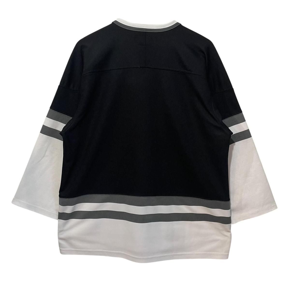 15FW STUSSY ホッケーシャツ ゲームシャツ ユニフォーム 七分袖 黒白 M