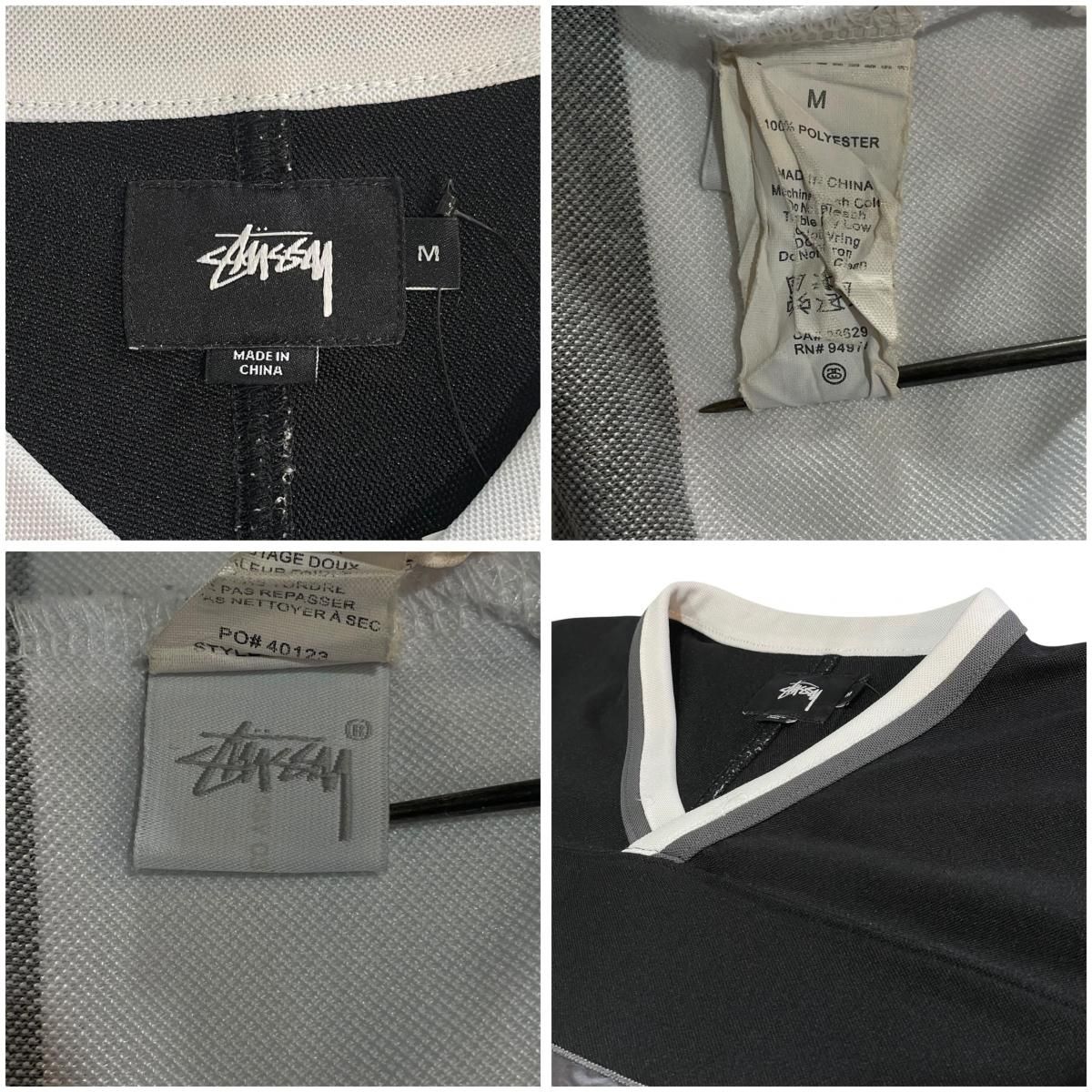 15FW STUSSY ホッケーシャツ ゲームシャツ ユニフォーム 七分袖 黒白 M