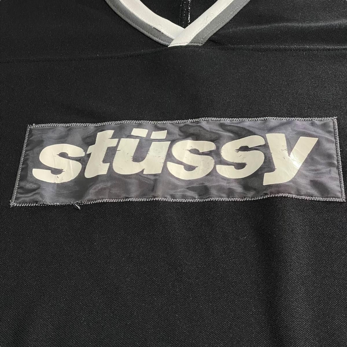 15FW STUSSY ホッケーシャツ ゲームシャツ ユニフォーム 七分袖 黒白 M