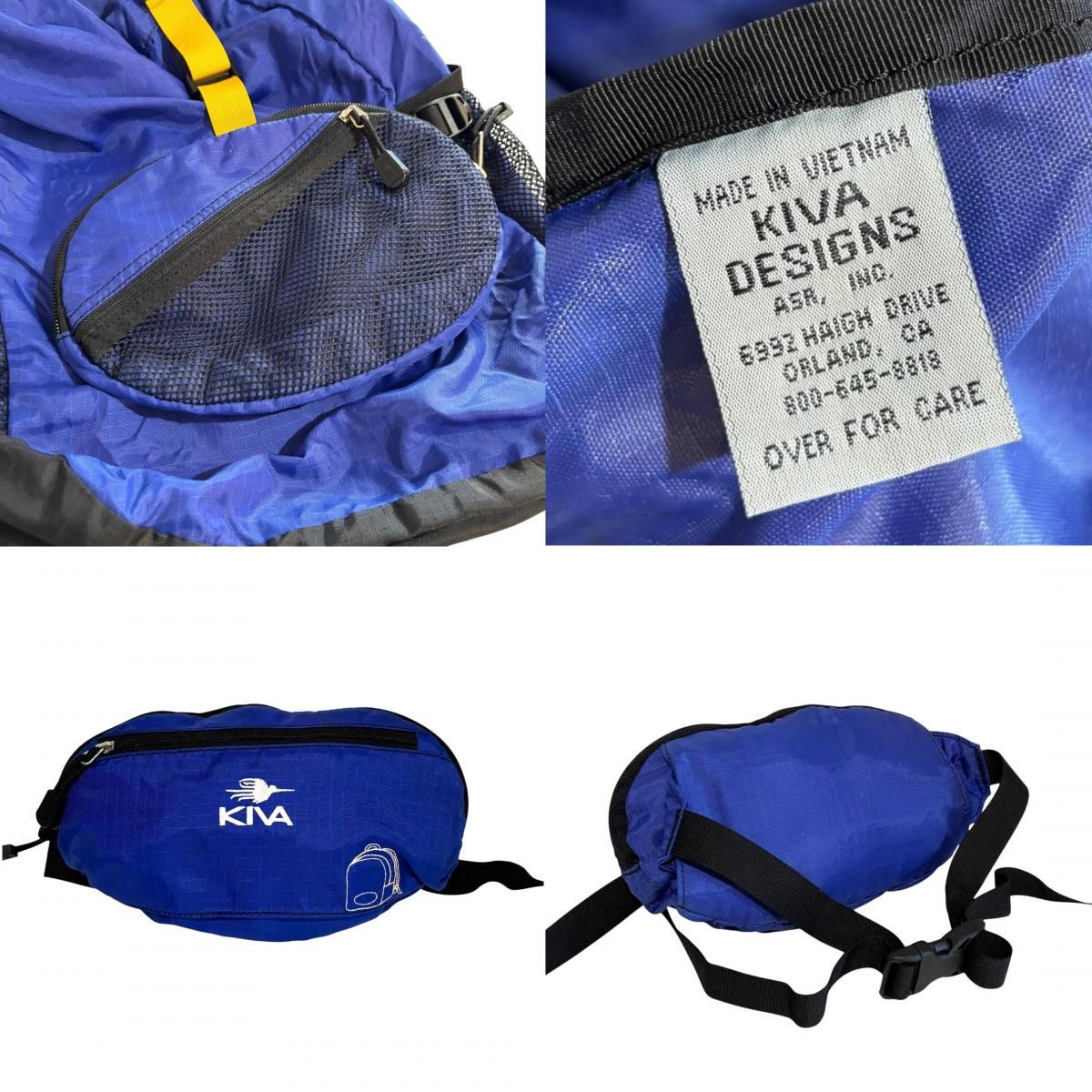 90s キバデザイン KIVA DESIGNS パッカブル リュック 90s KIVA Design Packable Back pack . カラー：ブルー 素 材