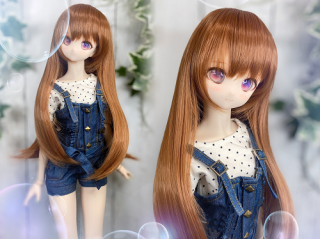 ドールウィッグ*ロングヘアー*チョコブラウン*9~9.5インチ