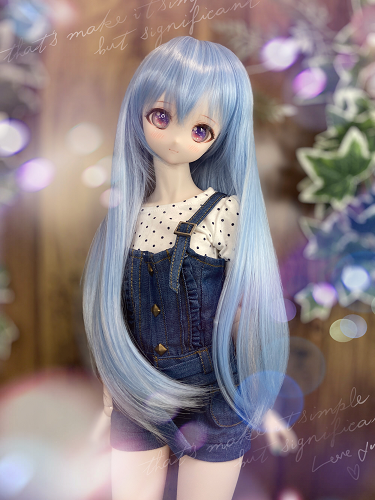 ドールウィッグ*ロングヘアー*スノーブルー*9～9.5インチ