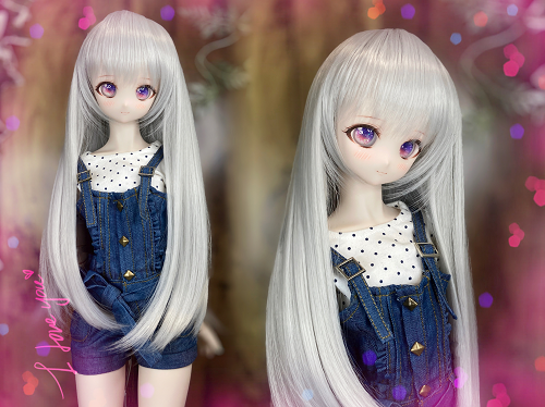 ドールウィッグ*ロングヘアー*シルバーアッシュ*9~9.5インチ ドールウィッグ*ロングヘアー*シルバーアッシュ*9~9.5インチ