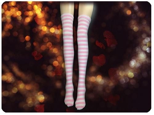 ドール用ニーハイソックス*ボーダー*ピンク＆ホワイト*SD(女の子