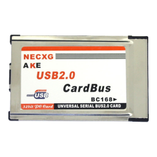 AKE BC168 PCMCIA CardBus USB2.0 2ポートアダプタ (横54mm×縦85mm×厚さ5mm)