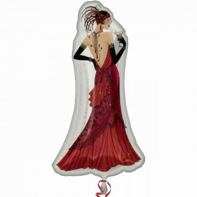 グラスを持った美しい女性 ノア メタリックバルーン (横46cm×縦89cm)