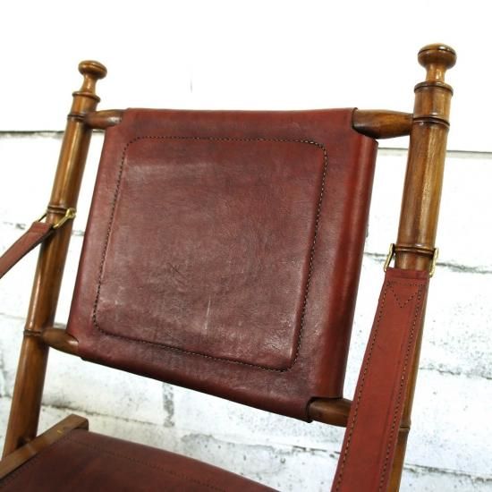 チーク＆レザー フォールディングチェア - アンティーク家具