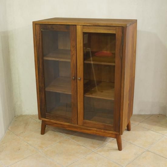 チーク ガラスキャビネット - アンティーク家具・ナチュラル家具