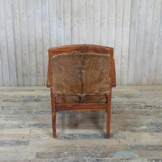 アンティークチーク＆ゴートスキン 1人掛けソファ