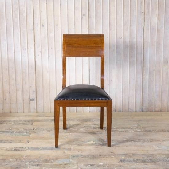 アンティークチーク ブラックレザーチェア - アンティーク家具