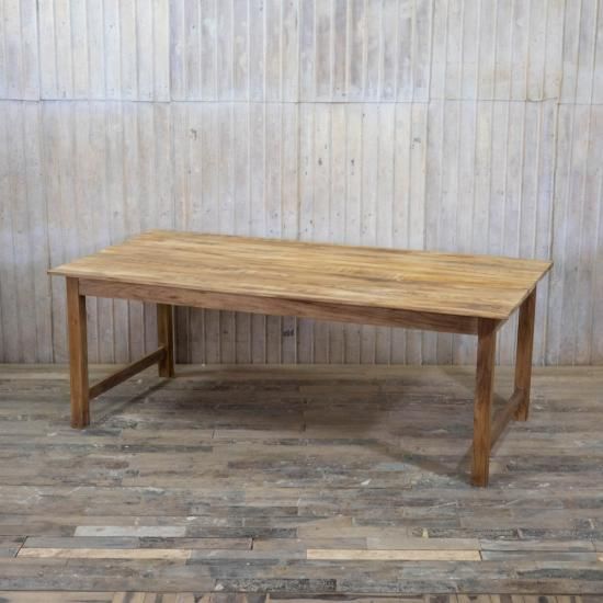 【送料込】ヴィンテージ風 チークダイニングテーブル 6人向け ☆店舗什器にも☆ ダイニングテーブル 単品 120cm幅 木製 4人用 チーク無垢材 T332WX