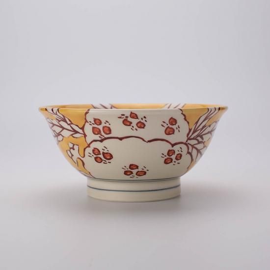 有田焼 陶祥窯 赤絵手 柘榴文 粥丼(中)(山吹) 有田焼 陶祥窯 赤絵手 柘榴文 粥丼(中)(山吹)