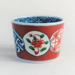 陶祥窯　古赤絵丸文繋蕎麦猪口（赤）