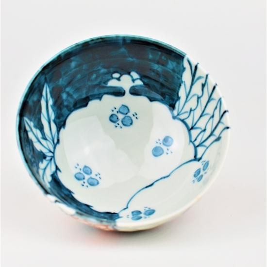 有田焼 陶祥窯 古赤絵春夏文様彫茶碗（小）