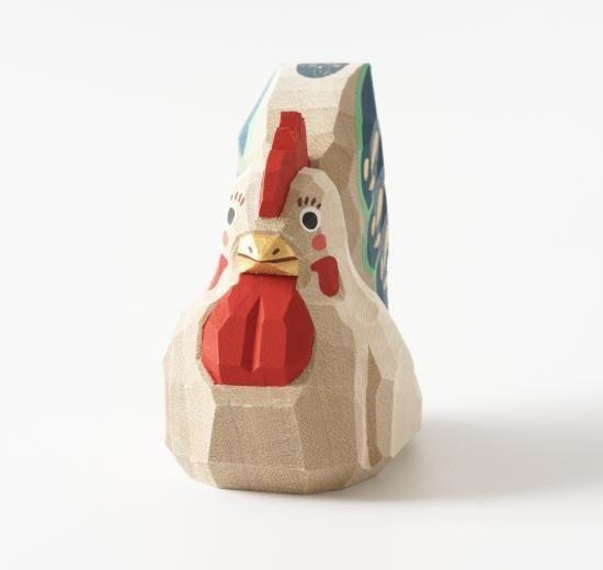 奈良一刀彫 高橋勇二 干支 酉 鶏 ニワトリ - キョウトセレクト