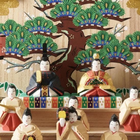 奈良一刀彫 雛人形 高橋勇二 段雛ー小(五段飾り) - キョウト 奈良一刀彫 雛人形 高橋勇二 段雛ー小(五段飾り) - キョウト