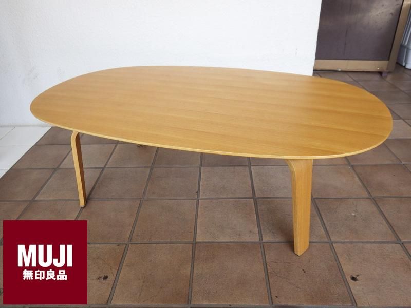 和風 廃盤品 無印 muji タモ材 オーバル ローテーブル 110cm | www