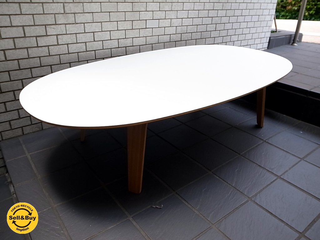 無印良品 MUJI 廃盤 座テーブル ホワイト メラミン天板 タモ材 積層